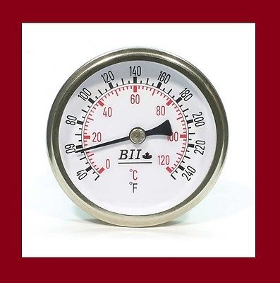 Black Face BBQ Grill Thermometer Top Mount, 3 in. Face, 2.5 in. Stem 1/2  NPT
